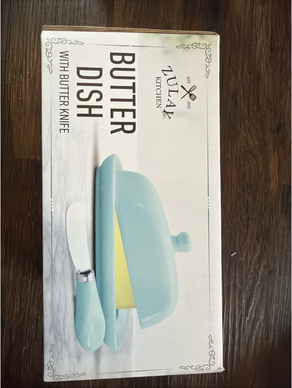 Zulay Kitchen Light Blue  Butter Dish w/ Lid and Knife Butter Keeper Container